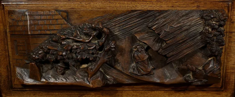 Rare Vestiaire Coffre de Vestibule en Noyer – Fin XIXe