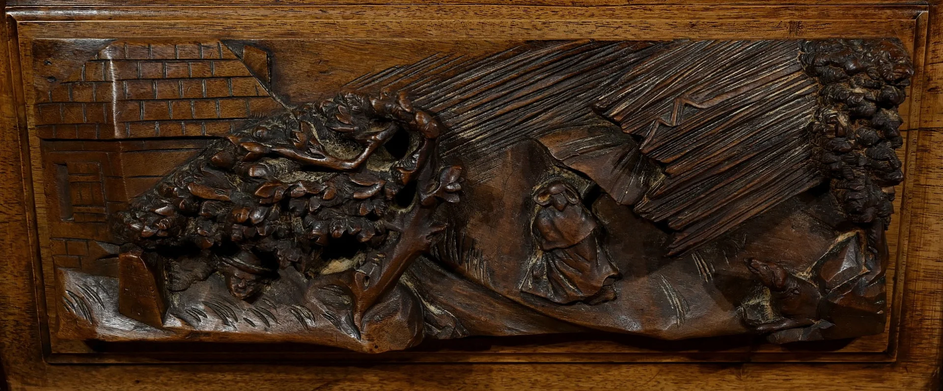Rare Vestiaire Coffre de Vestibule en Noyer – Fin XIXe