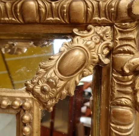 Miroir à Parcloses en Bois Doré, style Louis XIV, époque Napoléon III – XIXe