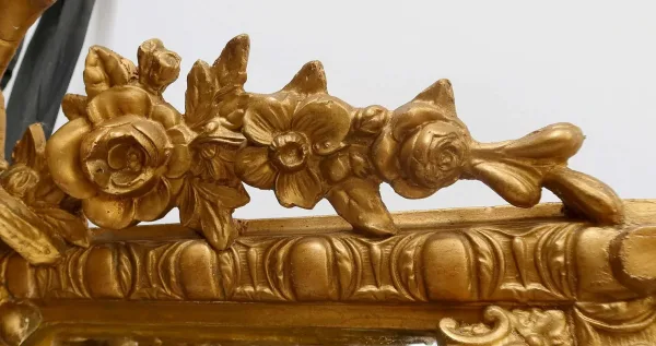 Miroir à Parcloses en Bois Doré, style Louis XIV, époque Napoléon III – XIXe