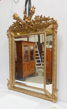 Miroir à Parcloses en Bois Doré, style Louis XIV, époque Napoléon III – XIXe