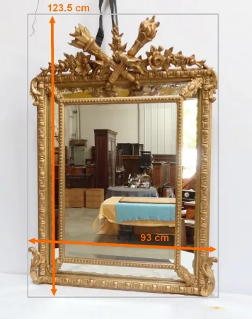 Miroir à Parcloses en Bois Doré, style Louis XIV, époque Napoléon III – XIXe
