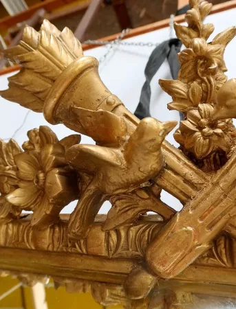 Miroir à Parcloses en Bois Doré, style Louis XIV, époque Napoléon III – XIXe