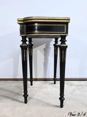 Console Table de Jeux en Bois Noirci, époque Napoléon III – Milieu XIXe