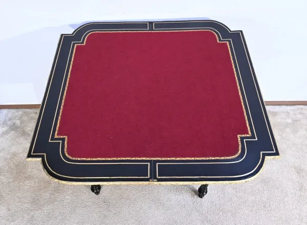 Console Table de Jeux en Bois Noirci, époque Napoléon III – Milieu XIXe