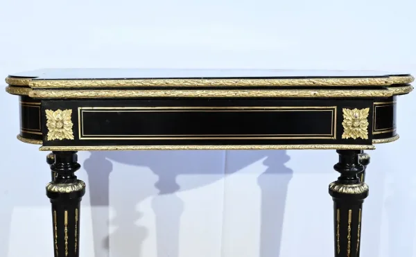 Console Table de Jeux en Bois Noirci, époque Napoléon III – Milieu XIXe