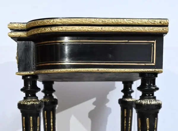 Console Table de Jeux en Bois Noirci, époque Napoléon III – Milieu XIXe