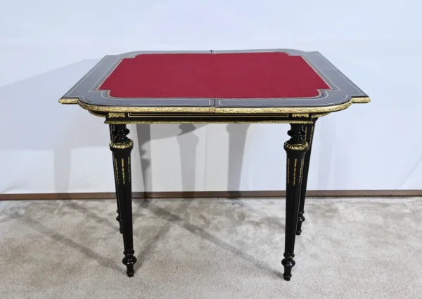 Console Table de Jeux en Bois Noirci, époque Napoléon III – Milieu XIXe