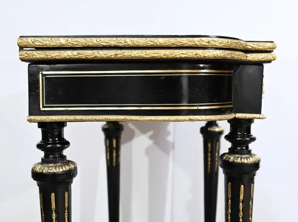 Console Table de Jeux en Bois Noirci, époque Napoléon III – Milieu XIXe