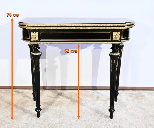 Console Table de Jeux en Bois Noirci, époque Napoléon III – Milieu XIXe