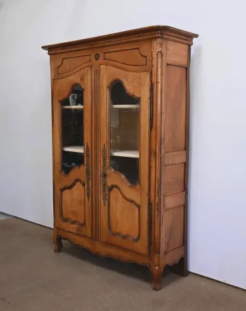 Petite Armoire Bibliothèque en Merisier, style Louis XV – Milieu XIXe