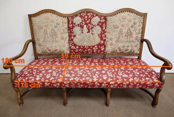 Banquette 3 places en Chêne massif, style Louis XIV – Fin XIXe