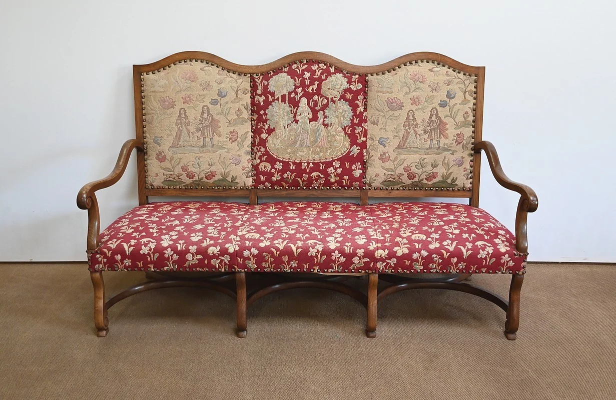 Banquette 3 places en Chêne massif, style Louis XIV – Fin XIXe