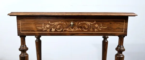 Petite Table en Palissandre et Marqueterie, style Louis XVI – Fin XIXe