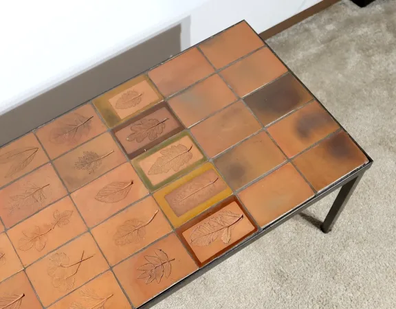 Table Basse en Céramique de Vallauris, signée R. Capron, Collection les Herbiers – 1960
