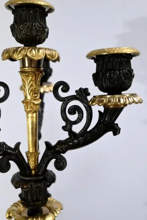 PAIR OF FRENCH  RESTAURATION PERIOD CANDELABRA