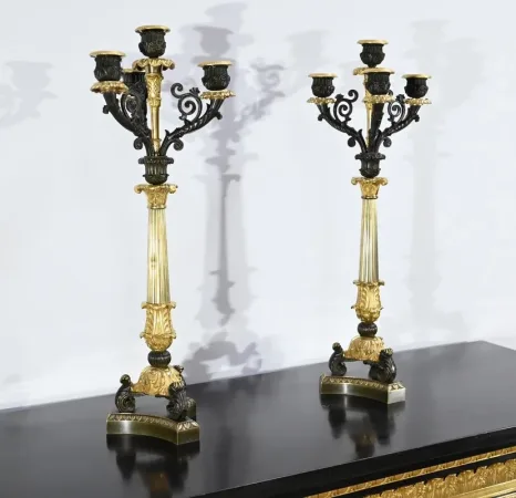 PAIR OF FRENCH  RESTAURATION PERIOD CANDELABRA