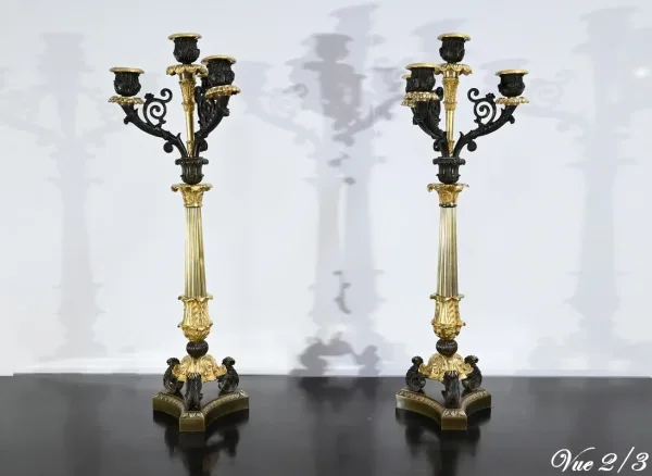 PAIR OF FRENCH  RESTAURATION PERIOD CANDELABRA