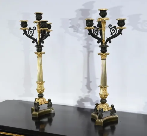 PAIR OF FRENCH  RESTAURATION PERIOD CANDELABRA