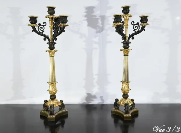 PAIR OF FRENCH  RESTAURATION PERIOD CANDELABRA