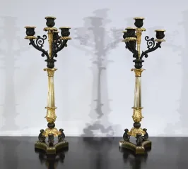 PAIR OF FRENCH  RESTAURATION PERIOD CANDELABRA