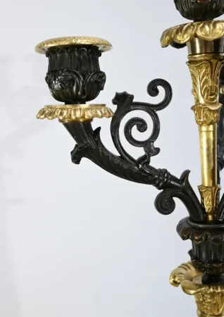 PAIR OF FRENCH  RESTAURATION PERIOD CANDELABRA