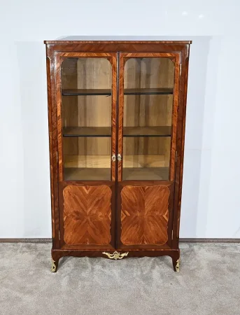 Petite Bibliothèque Vitrine en Bois de Rose et Acajou, style Louis XV – Milieu XIXe