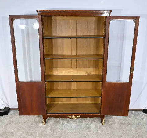 Petite Bibliothèque Vitrine en Bois de Rose et Acajou, style Louis XV – Milieu XIXe