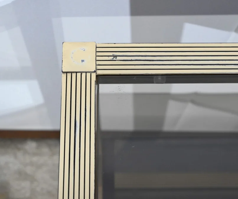 Table Desserte Roulante en Verre Fumé et Laiton, esprit Vandel – 1980