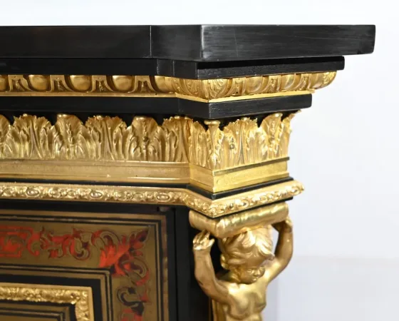 Meuble d’Appui en Poirier Noirci, esprit Boulle, époque Napoléon III – Milieu XIXe
