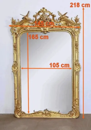 Important Miroir en Bois Doré, style Louis XV – Début XIXe