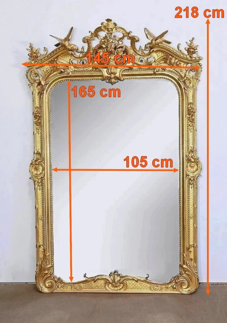 Important Miroir en Bois Doré, style Louis XV – Début XIXe