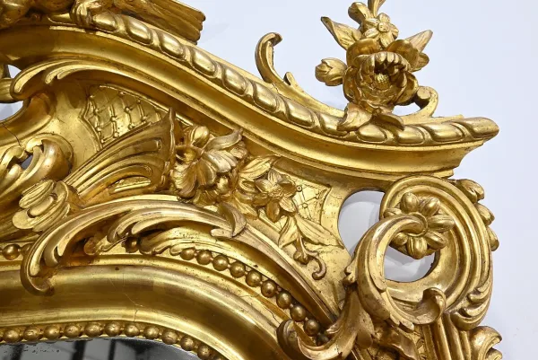 Important Miroir en Bois Doré, style Louis XV – Début XIXe