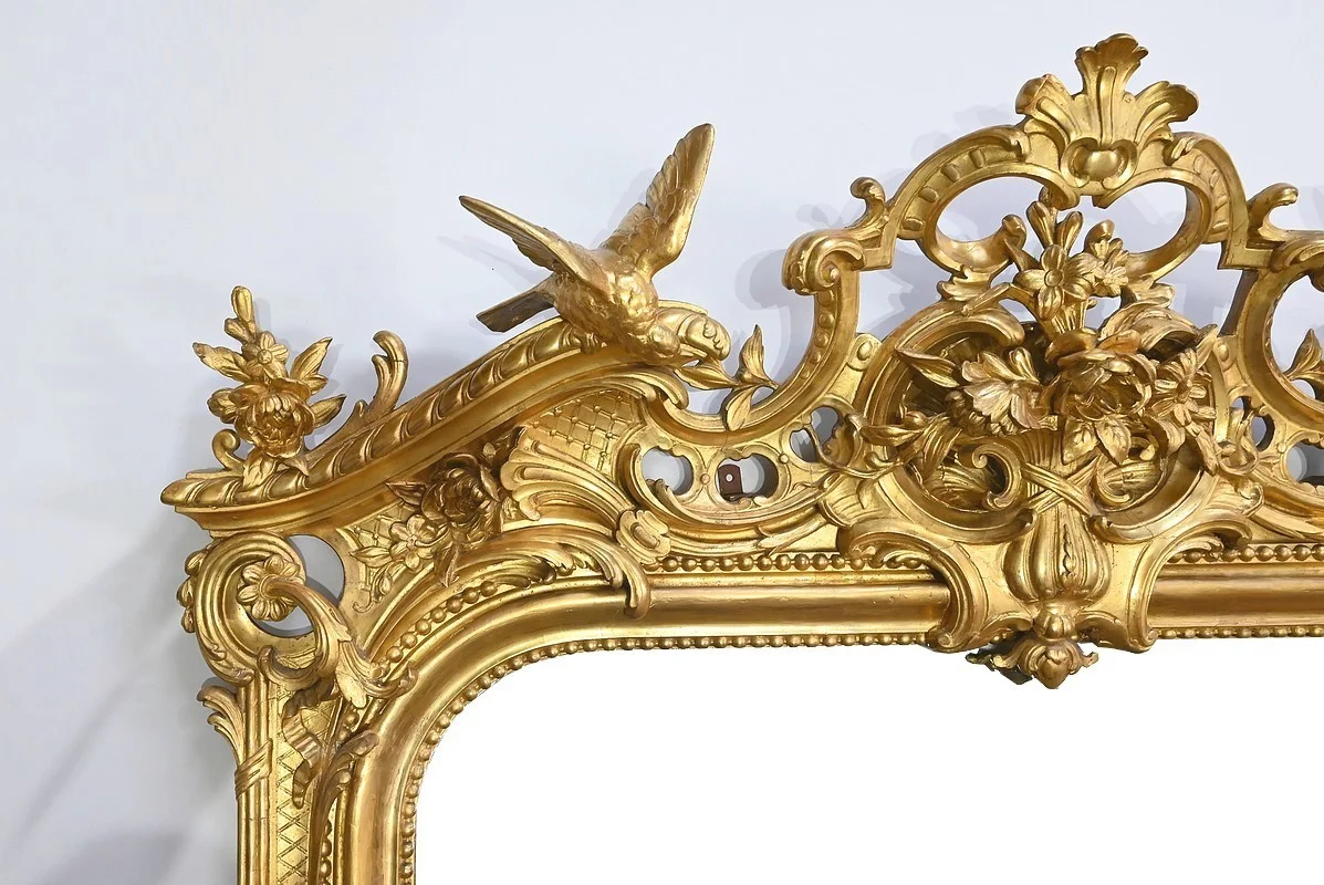 Important Miroir en Bois Doré, style Louis XV – Début XIXe