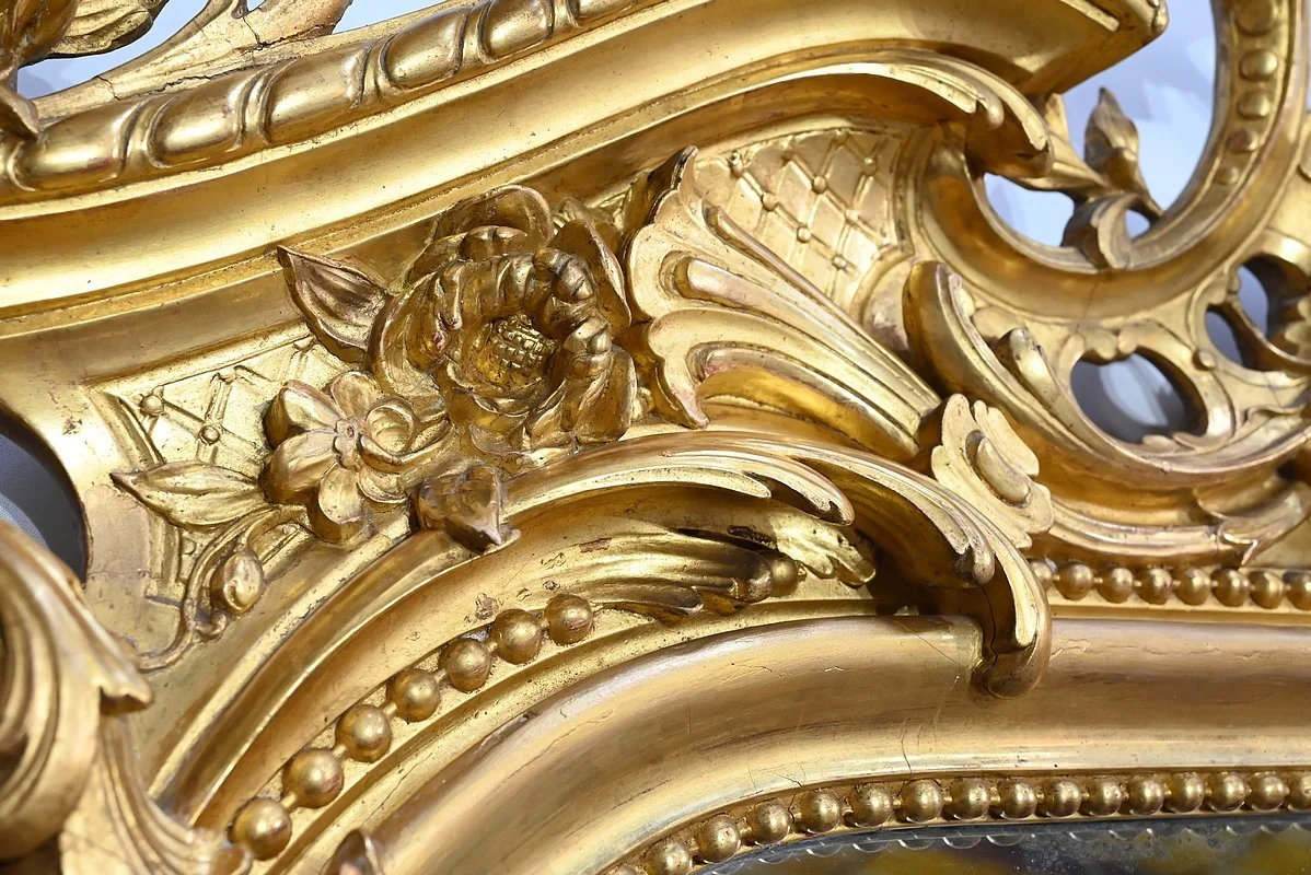Important Miroir en Bois Doré, style Louis XV – Début XIXe