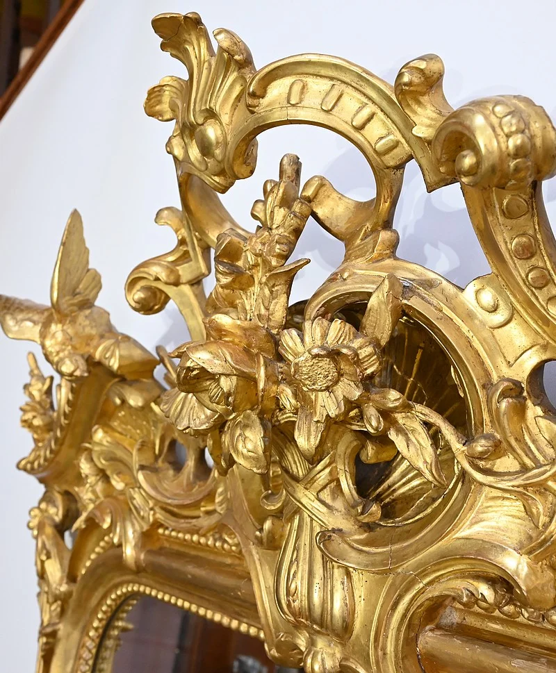 Important Miroir en Bois Doré, style Louis XV – Début XIXe
