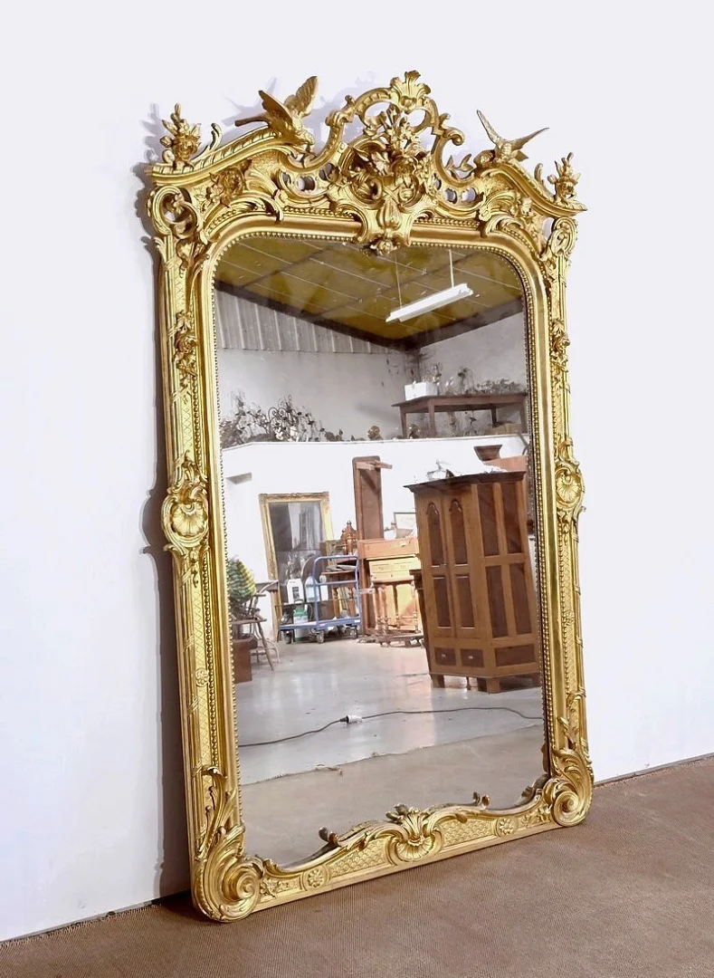 Important Miroir en Bois Doré, style Louis XV – Début XIXe