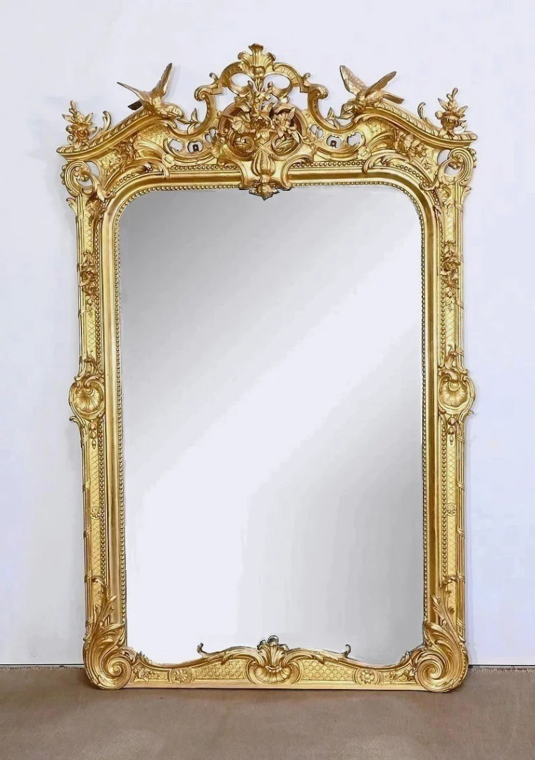 Important Miroir en Bois Doré, style Louis XV – Début XIXe