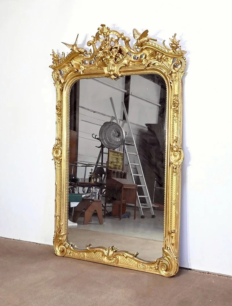 Important Miroir en Bois Doré, style Louis XV – Début XIXe