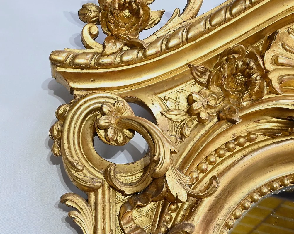 Important Miroir en Bois Doré, style Louis XV – Début XIXe