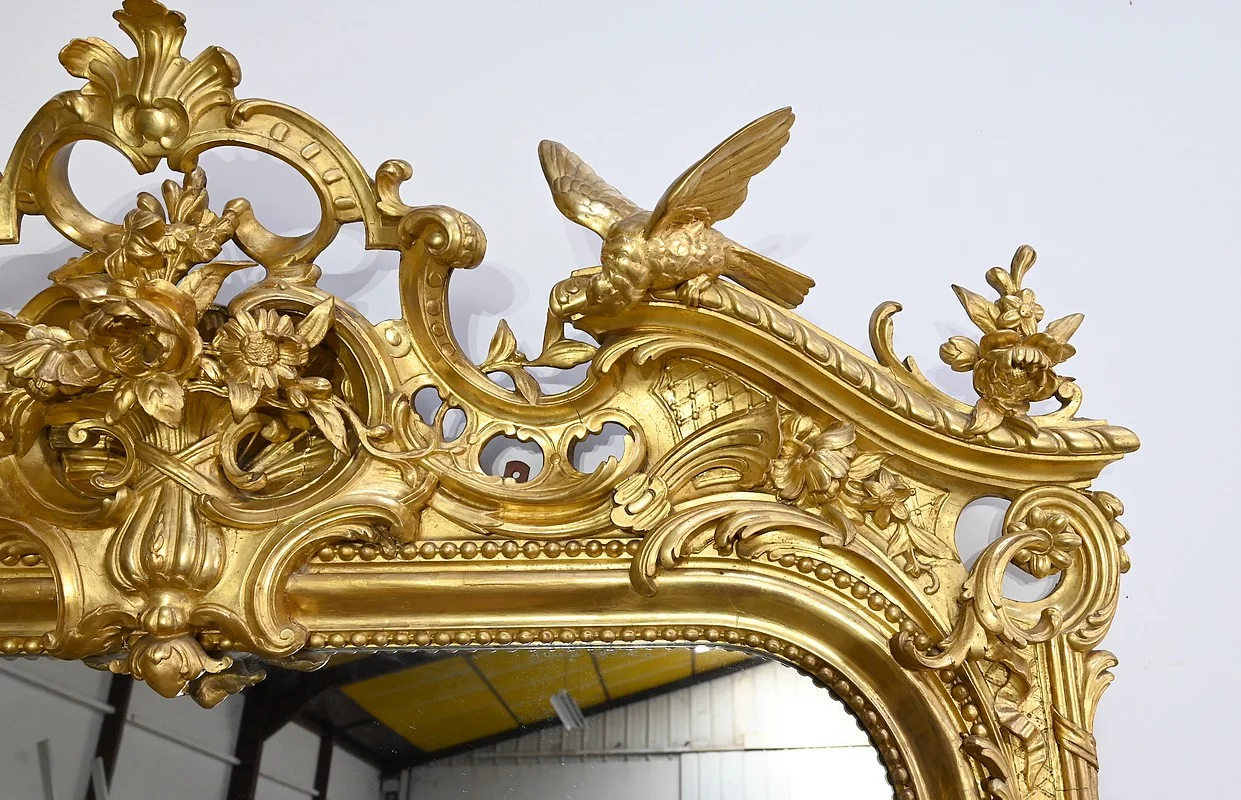 Important Miroir en Bois Doré, style Louis XV – Début XIXe
