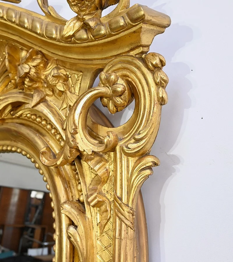 Important Miroir en Bois Doré, style Louis XV – Début XIXe