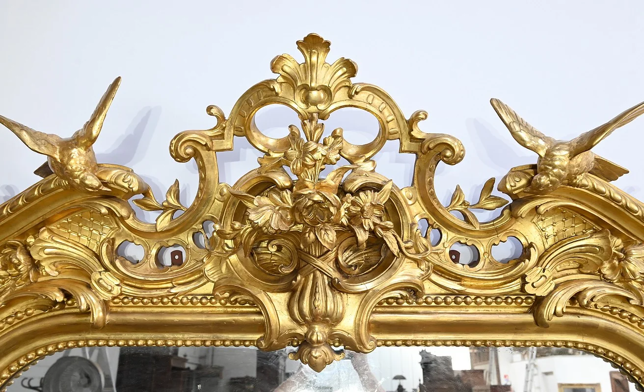 Important Miroir en Bois Doré, style Louis XV – Début XIXe