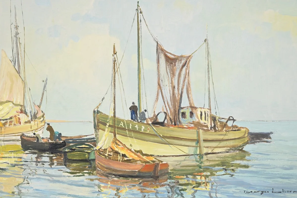 OIL ON HARDBOARD signed by Georges LHERMITTE