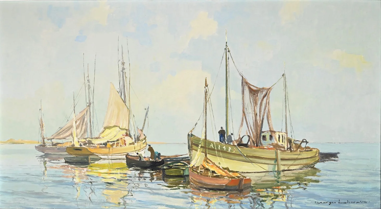 OIL ON HARDBOARD signed by Georges LHERMITTE