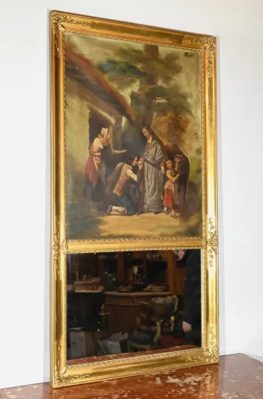 Miroir Trumeau en Bois Doré, époque Restauration – Début XIXe
