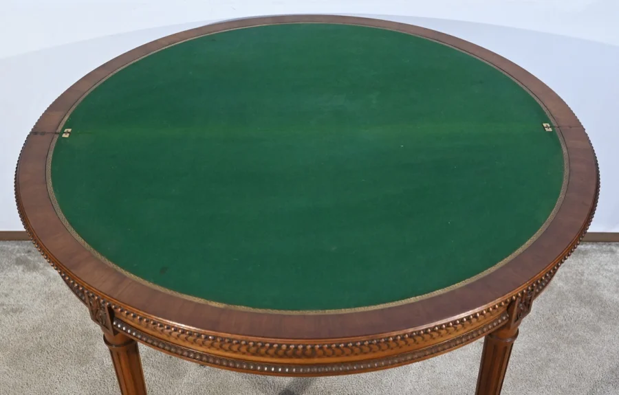 Table Demi-Lune en Noyer, style Louis XVI – Fin XIXe