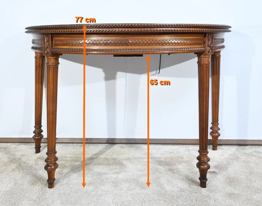 Table Demi-Lune en Noyer, style Louis XVI – Fin XIXe