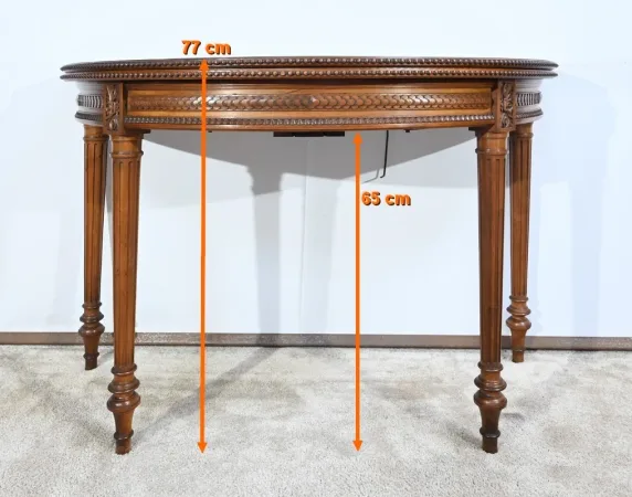 Table Demi-Lune en Noyer, style Louis XVI – Fin XIXe