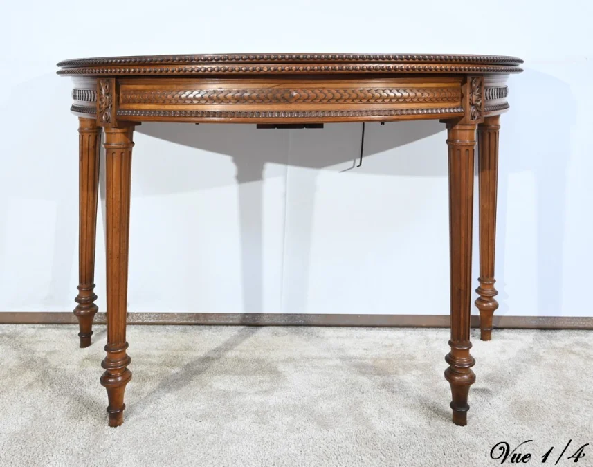 Table Demi-Lune en Noyer, style Louis XVI – Fin XIXe